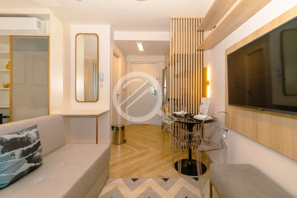 Imagem Studio novo, mobiado e aconchegante de 28m² com ótima iluminação, cozinha planejada e equipada, ...