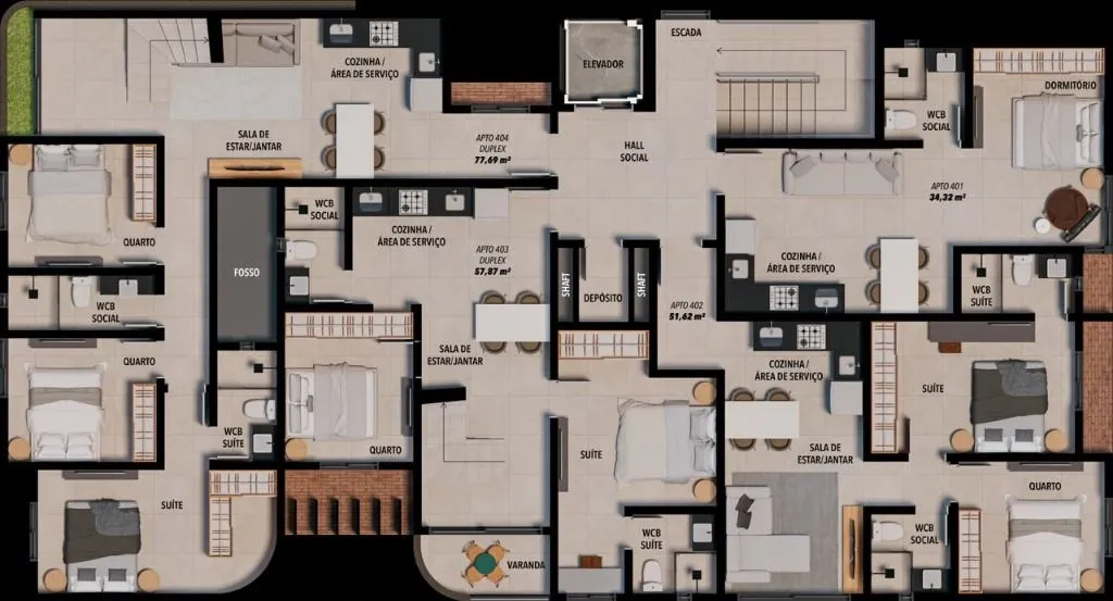Imagem Apartamento com 2 dormitórios à venda, 72 m² por R$ 599.990 - Bancários - João Pessoa/PB