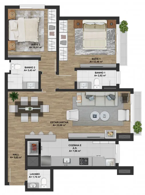 Imagem Apartamento à venda em Gramado, Floresta, com 2 quartos, 76.87m2
