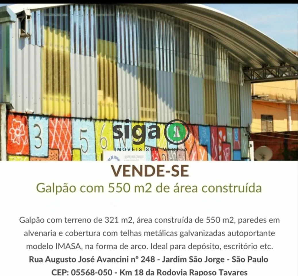 Imagem Galpão Comercial de 550 metros construídos para venda no Butantã