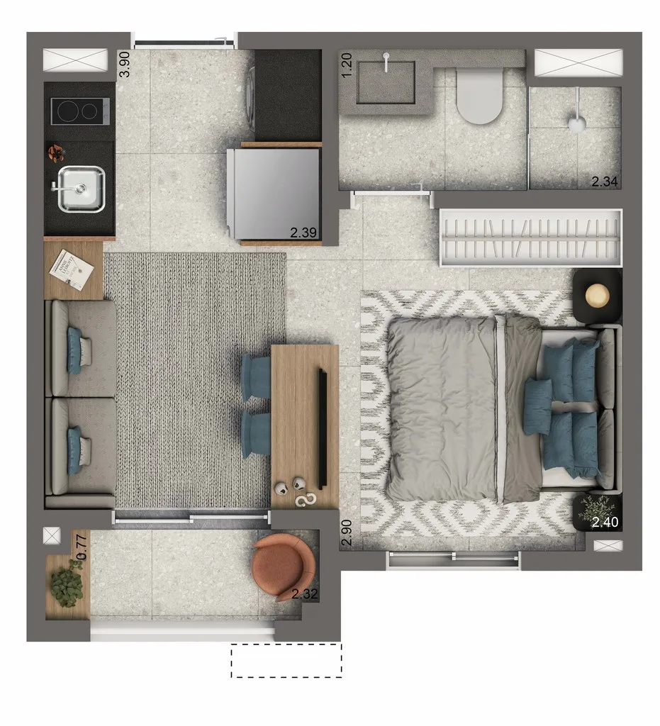 Imagem Living Full Paulista: Apartamento à venda na Aclimação, 1 quarto, 1 banheiro, 24,30 m² de área em São Paulo-SP. Imperdível!
