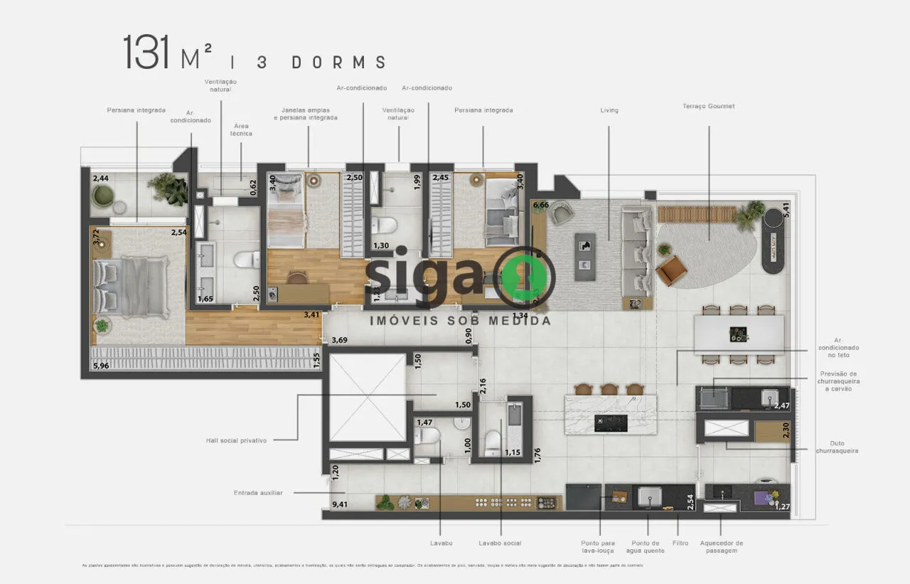 Imagem Apartamento 3 Suítes à Venda no Campo Belo com Varanda Gourmet