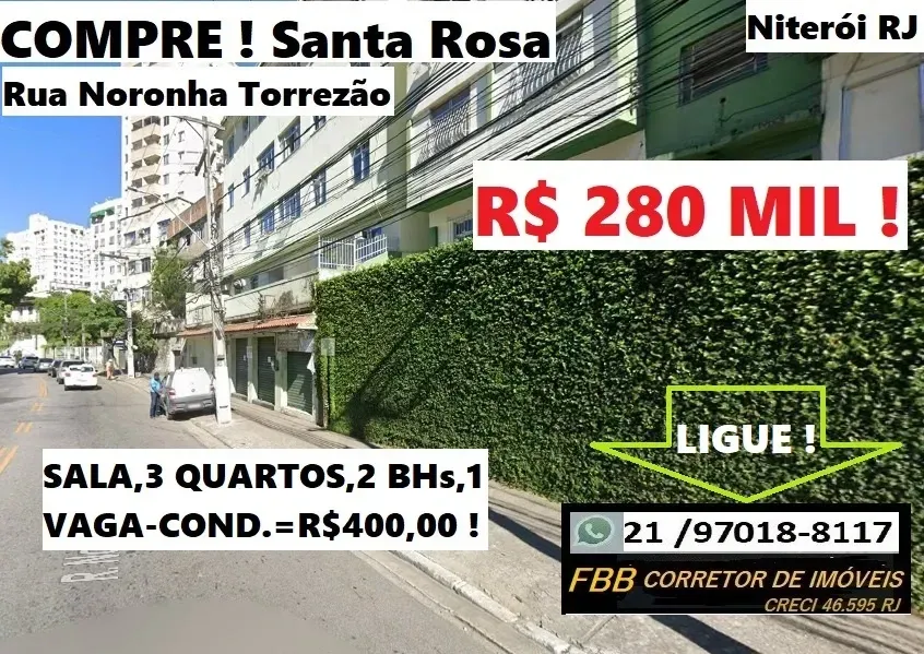 Imagem Apartamento com 3 Quartos à Venda, 80 m² em Santa Rosa - Niterói