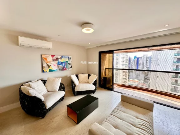 Imagem Excelente Oportunidade: Apartamento de Luxo à Venda em Indianópolis, São Paulo-SP - 2 Quartos, 2 Suítes, 3 Salas, 4 Banheiros, 3 Vagas - 150m².