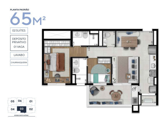 Imagem Apartamento com 2 Quartos à Venda, 65 m² em Vila Osasco - Osasco