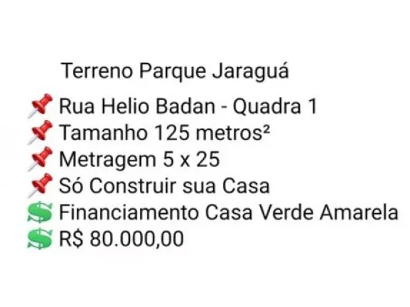 Imagem Bauru/SP, Parque Jaraguá, Terreno de 125m². Financiamento Casa Verde Amarela.