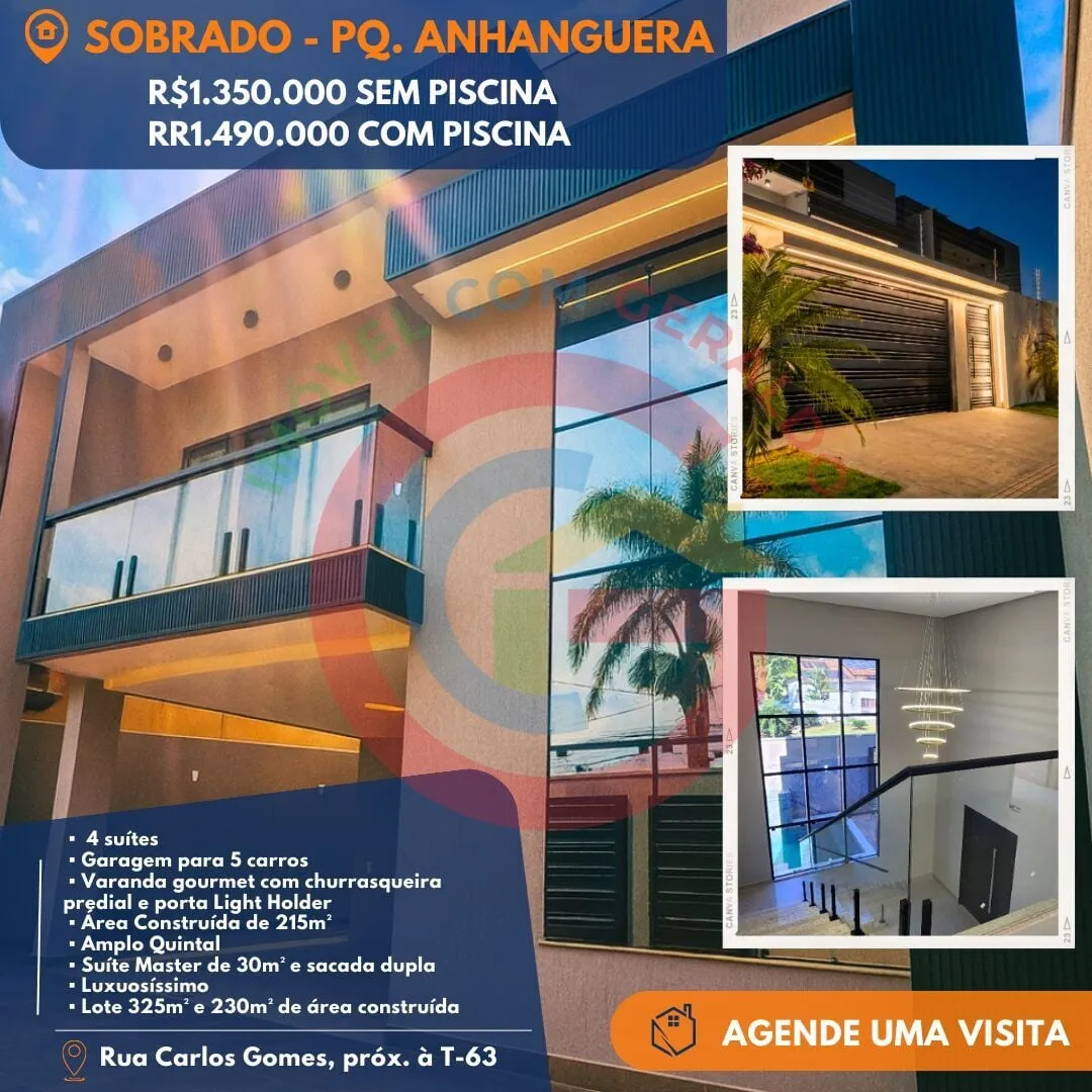 Imagem Sobrado Novo 4 suítes. 5 Vagas. C/ Piscina. Parque Anhanguera.