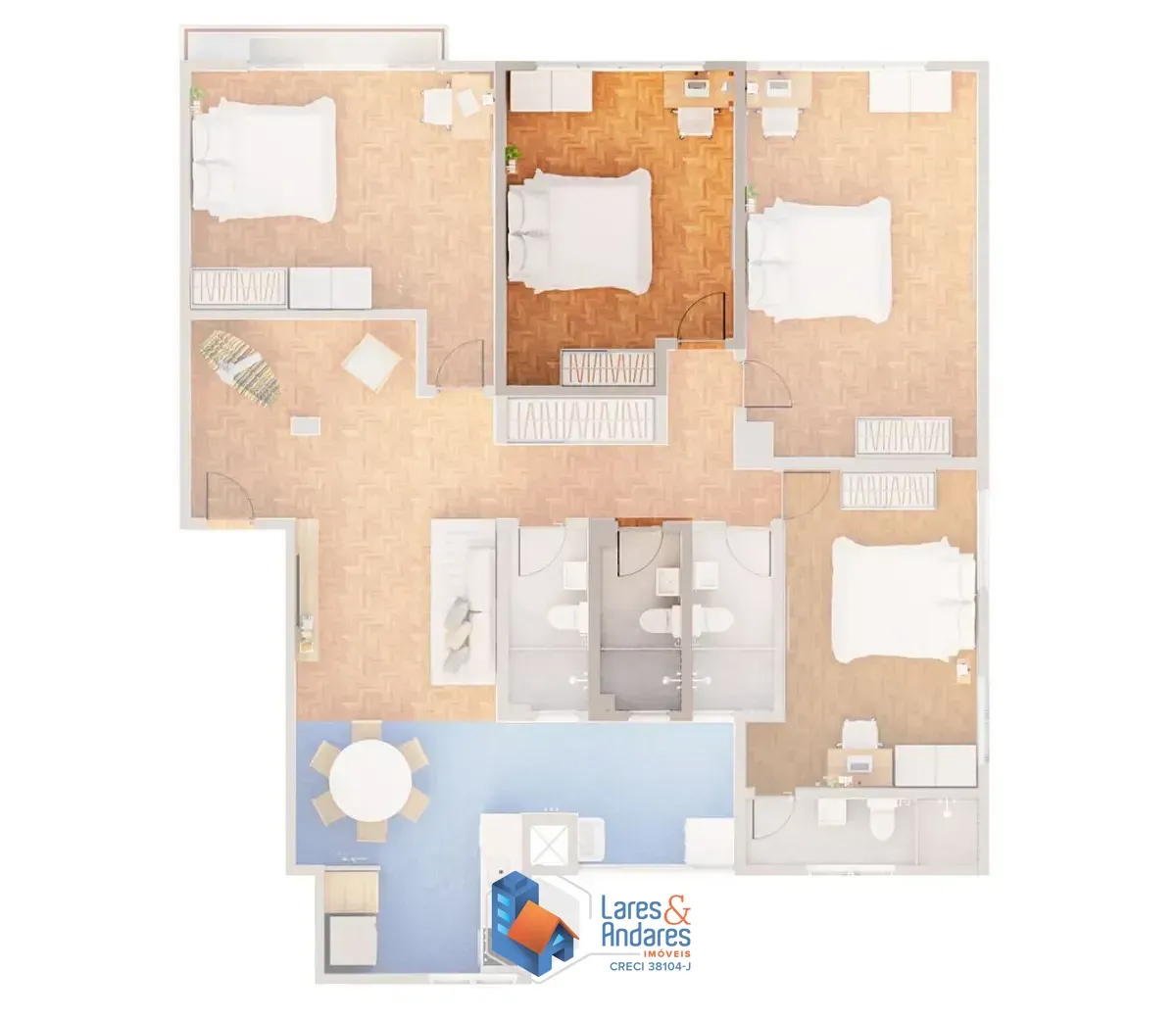 Imagem Apartamento para venda em Bela Vista com 4 quartos, sendo 1 suíte, 145m²