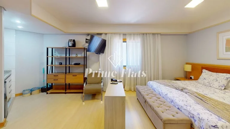 Imagem Flat disponível para locação no Hotel Bienal Suítes, com 28m², 1 dormitório e 1 vaga