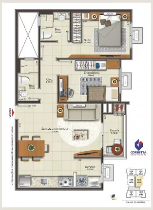 Imagem Apartamento com 2 Quartos à Venda, 69 m² em Centro - Criciúma