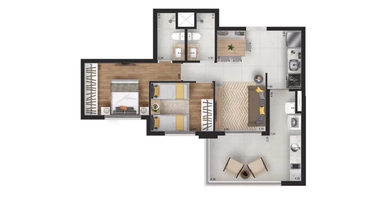Imagem APARTAMENTO DE 68M², 2 DORMITÓRIOS SENDO 1 SUÍTE, TERRAÇO COM 1 VAGA A VENDA - BUTANTÃ - ZONA OESTE - SÃO PAULO / SP