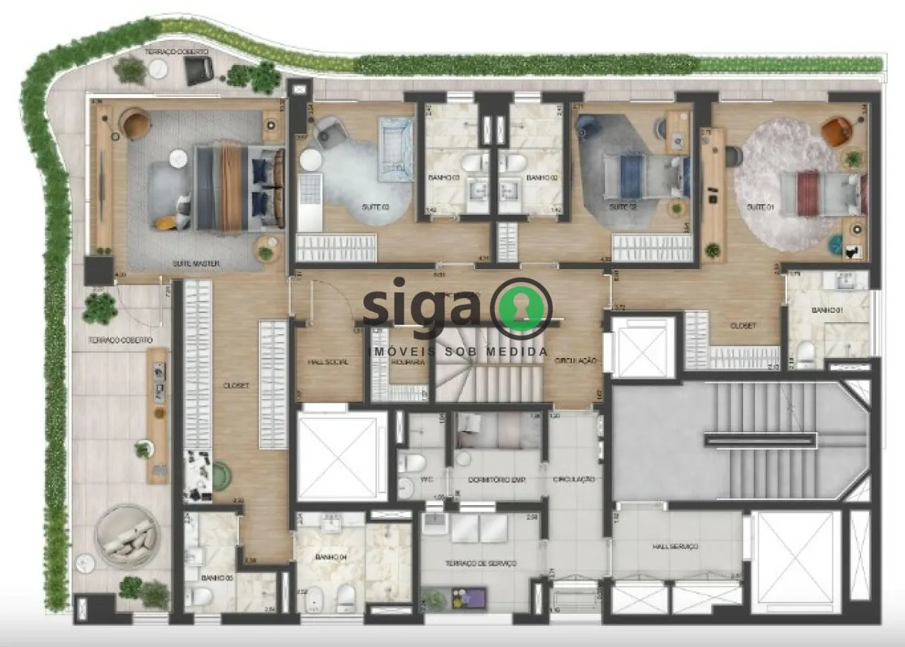 Imagem Cobertura Duplex à venda de 398m² com 4 suítes e 4 vagas no Jardins - SP