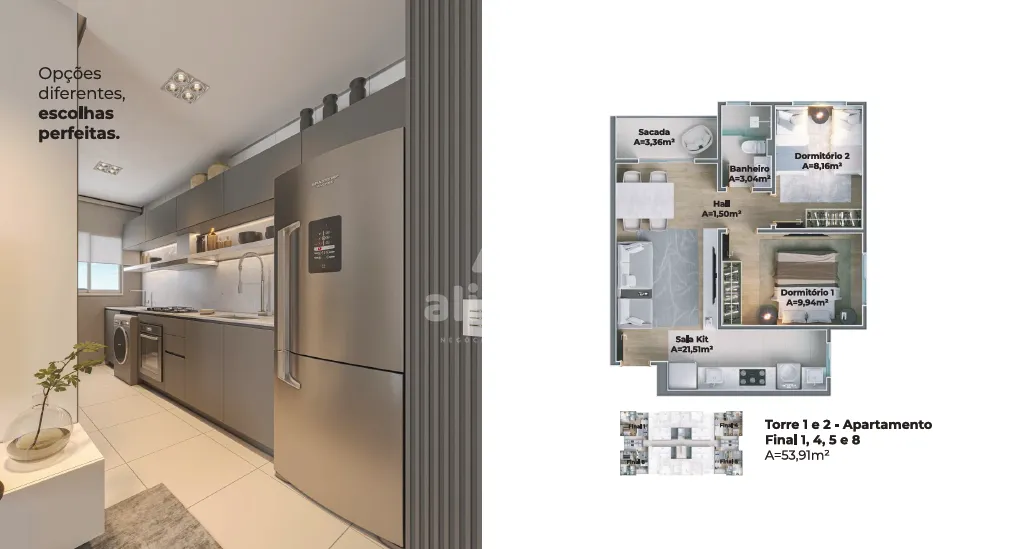 Imagem Apartamento à venda com 2 quartos , 53,91m² em Nossa Senhora do Rosário São José