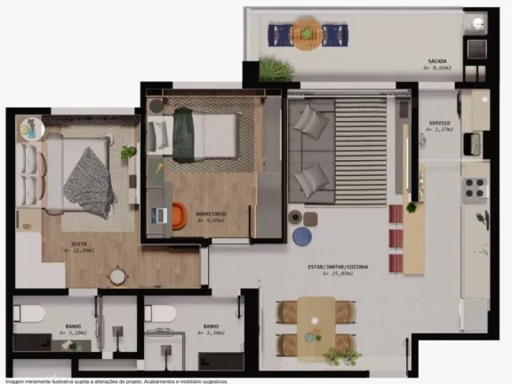 Imagem SEU SONHO MAIS PERTO DE VOCÊ. 2 DORM/ SUITE E AMPLA SACADA - BARREIROS SJ