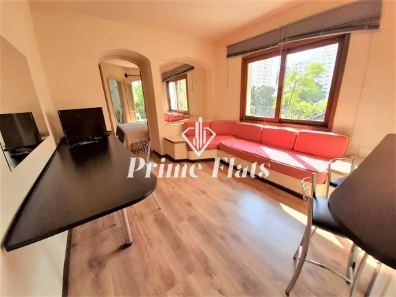 Foto do imóvel Flat disponível para locação no Mont Clair Residence, com 45m², 1 dormitório e 1 vaga de garagem em Alameda Lorena