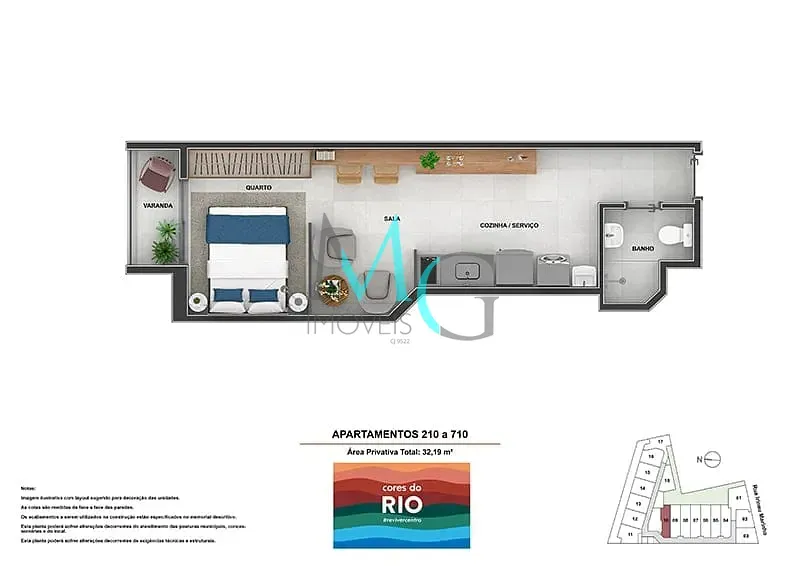 Imagem Garden à venda 1 Quarto 47.26M² Centro Rio de Janeiro - RJ | Cores do Rio - Residencial