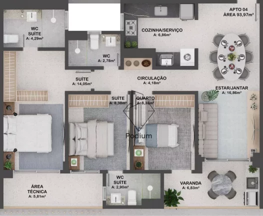 Imagem Apartamentos com varanda / sacada gourmet a 140m da praia de Intermares - AP2219