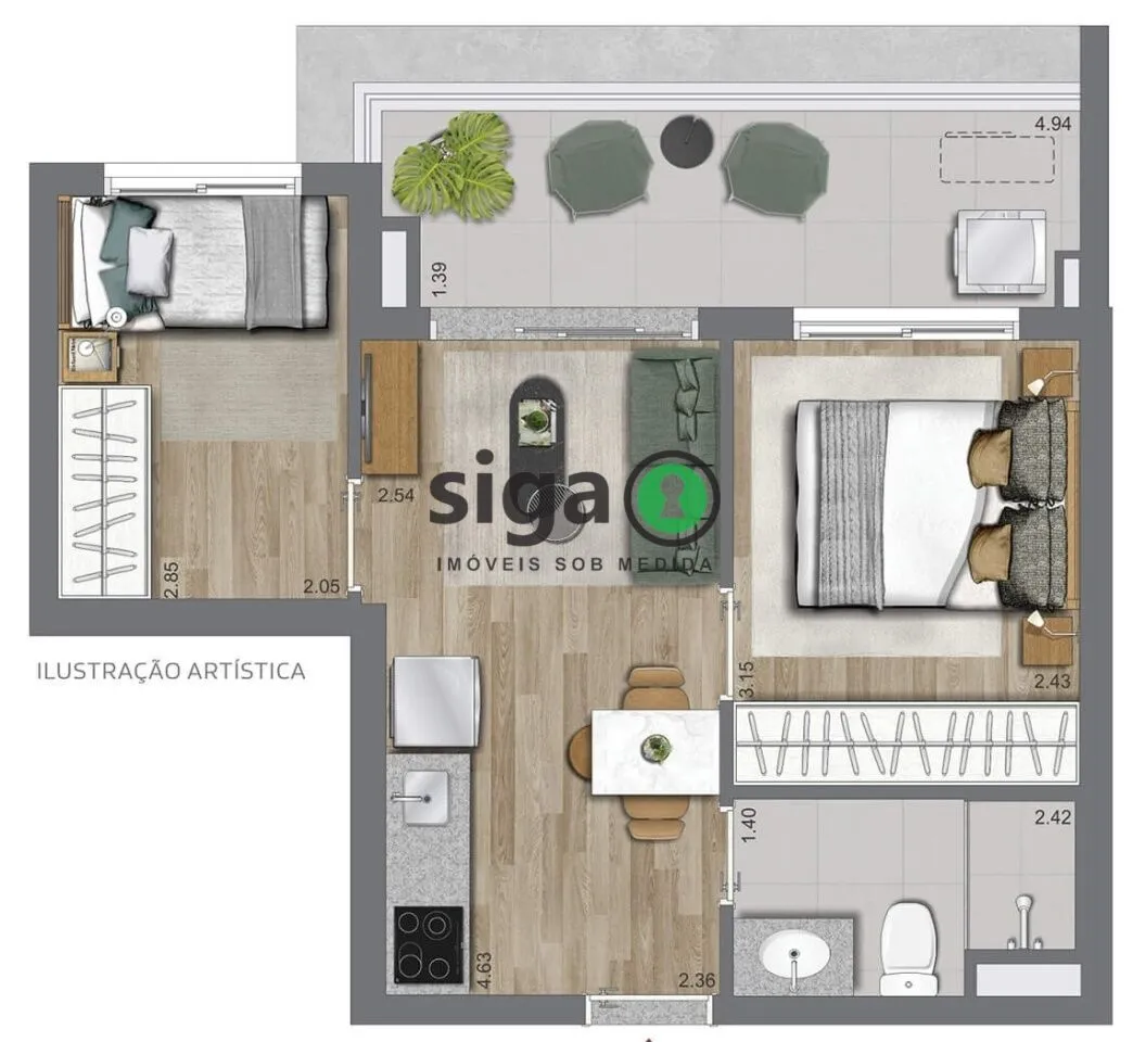 Imagem Apartamento 46?m² com 2 Dormitórios em Brooklin ? a 150 metros do Metrô Borba Gato