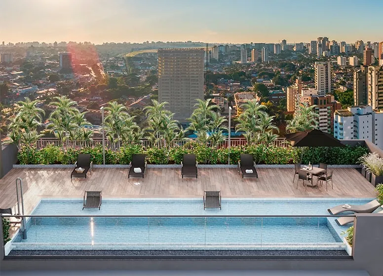 Imagem Com vista para o Campo Belo, Brooklin e Moema, um empreendimento com arquitetura contemporânea e or...