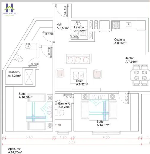 Imagem Vende-se apartamento em Canela, 2 suítes, 84,76 m2