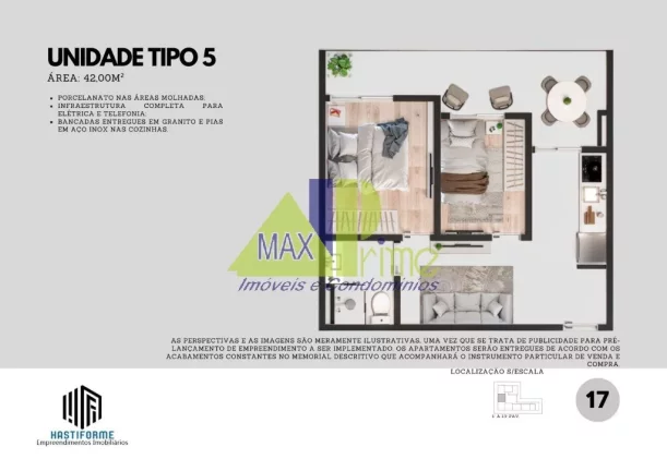 Imagem APARTAMENTO 36,80M²/02 DORMITÓRIOS/SACADA