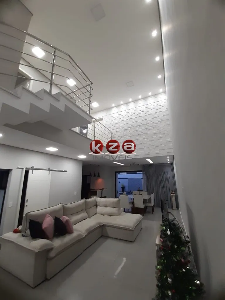 Imagem Casa de alto padrão em condomínio: 3 quartos, 3 suítes, 2 salas, 5 banheiros, 4 vagas, 200m² - Residencial Real Parque, Sumaré-SP.