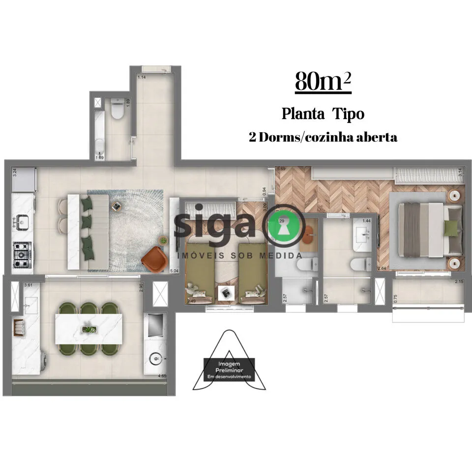 Imagem Apartamento 80 m² com 2 suítes e vaga no melhor ponto do Brooklin