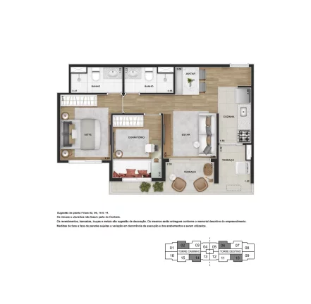 Imagem APARTAMENTO 55M², 2 DORMITÓRIOS SENDO 1 SUÍTE, TERRAÇO COM 1 VAGA - SACOMÃ - SÃO PAULO / SP