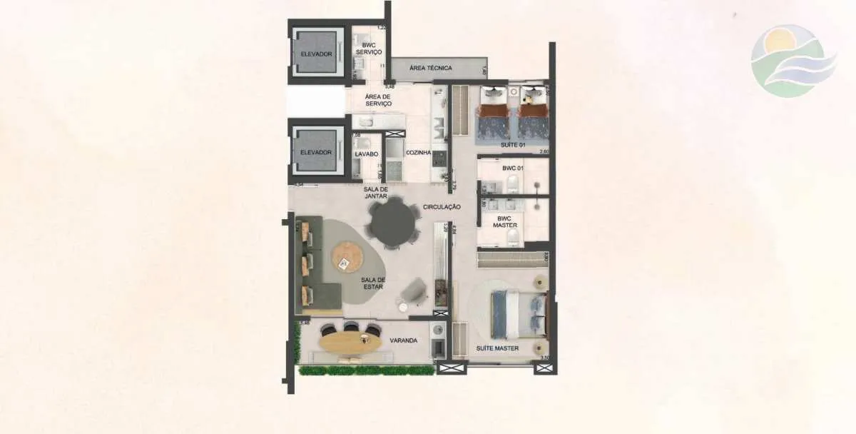 Imagem Apartamento de 2 suites, beira mar, Reserva do Paiva, Cabo Sto Agostinho, Pernambuco.