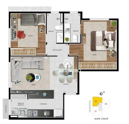 Imagem Apartamento 2 Quartos com área privativa a venda na Serra, Belo Horizonte/MG.