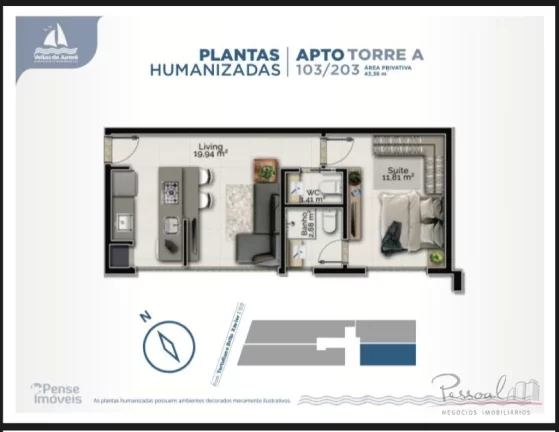 Imagem Excelente apartamento com 1 suíte , lavabo, 1 vaga e hobby box. Condomímio possui salão de festas...