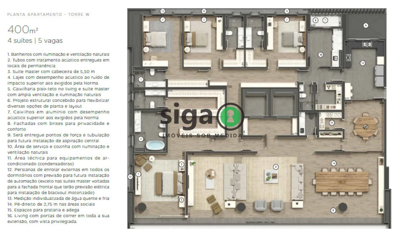 Imagem Apartamento à venda nos Jardins de 400 m² com 4 suítes e 5 vagas - São Paulo