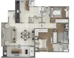 Imagem Apartamento à venda 3 Quartos, 1 Suite, 2 Vagas, 109M², Jardim das Nações, Taubaté - SP | Condomínio LUCCA