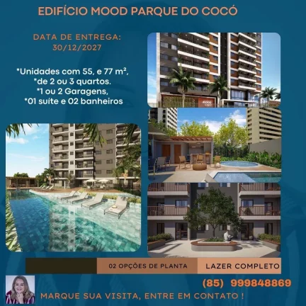 Imagem Apartamento para Venda em Fortaleza, COCÓ, 2 dormitórios, 1 suíte, 2 banheiros, 1 vaga