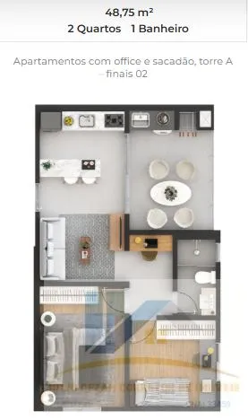 Imagem Apartamento para Venda em Pinhais, Centro, 2 dormitórios, 1 banheiro, 1 vaga