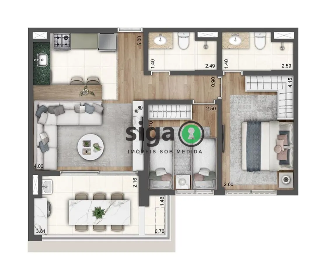 Imagem Apartamento à venda 2 Quartos, 1 Vaga, 65m², Chácara Inglesa - SP