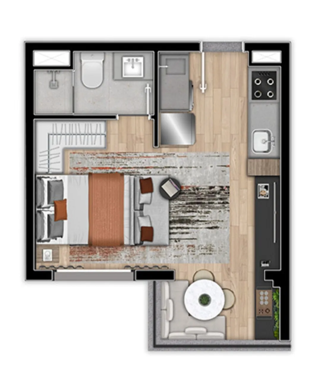 Imagem Apartamento à venda no Brooklin Paulista, São Paulo-SP: 1 quarto, 1 banheiro, 28m² de área - Edifício Uwin Brooklin.
