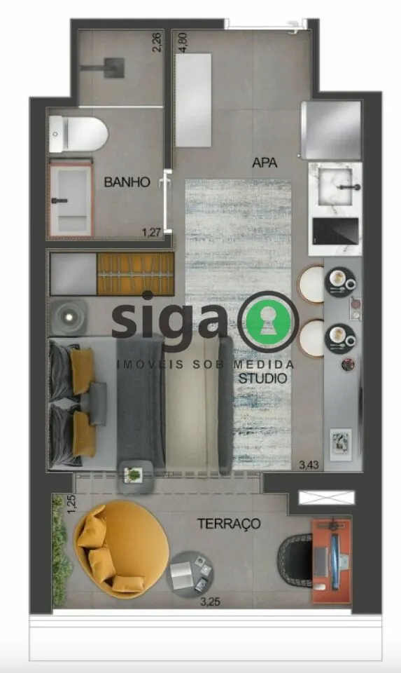 Imagem Apartamento tipo Studio para venda no Campo Belo, São Paulo - SP