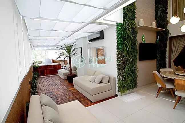 Imagem Excelente apartamento garden no Panamby - Área: 238m² - Living com pé direito duplo, varanda com ...