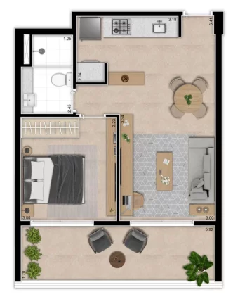 Imagem Apartamento à venda em Indianópolis, São Paulo-SP: 1 quarto, 1 banheiro, 53m² no Condomínio Indi 70!