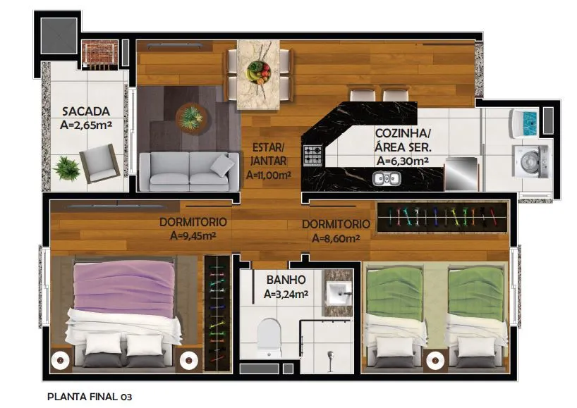 Imagem Apartamento à venda em Caxias do Sul, Esplanada, com 2 quartos, 51.35m2