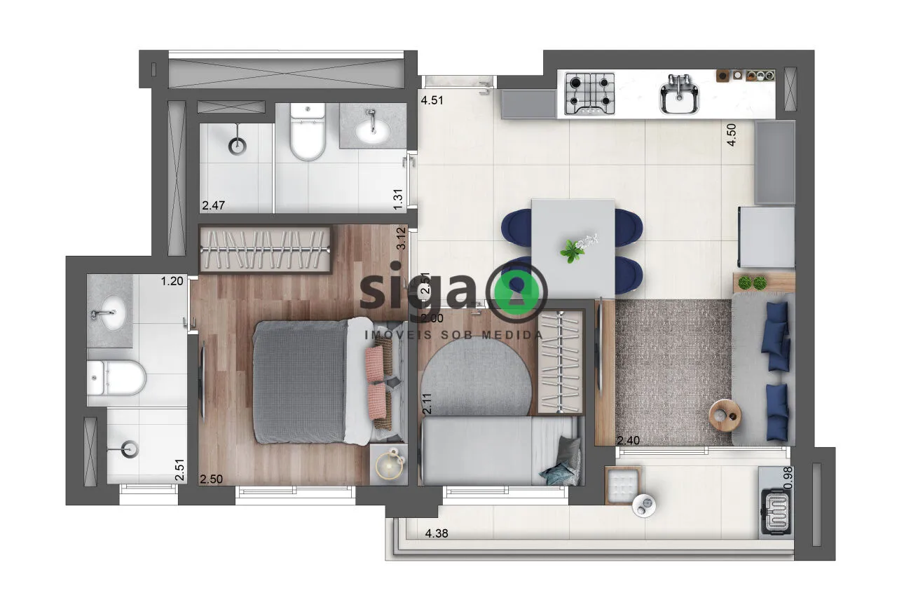 Imagem Apartamento para venda no Alto da Boa Vista 02 dormitórios, Sao Paulo - S)