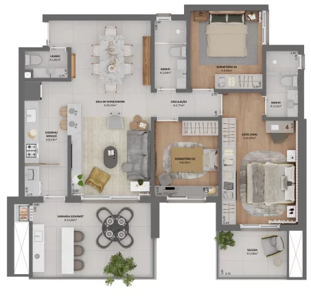 Imagem Apartamento 3 quartos sendo 1 suíte para venda no bairro Panazzolo em Caxias do Sul