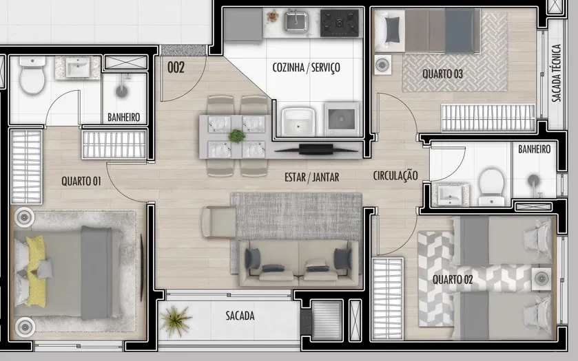 Imagem Apartamento à venda em Curitiba, Santa Cândida, com 3 quartos, 57,94m²