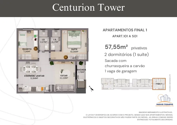 Imagem Apartamento para Venda em Curitiba, Bacacheri, 1 dormitório, 1 suíte, 1 banheiro