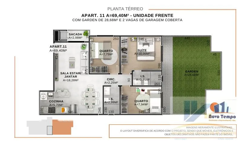 Imagem Apartamento Garden para Venda em São José dos Pinhais, Centro, 3 dormitórios, 1 suíte, 2 banheiros, 2 vagas