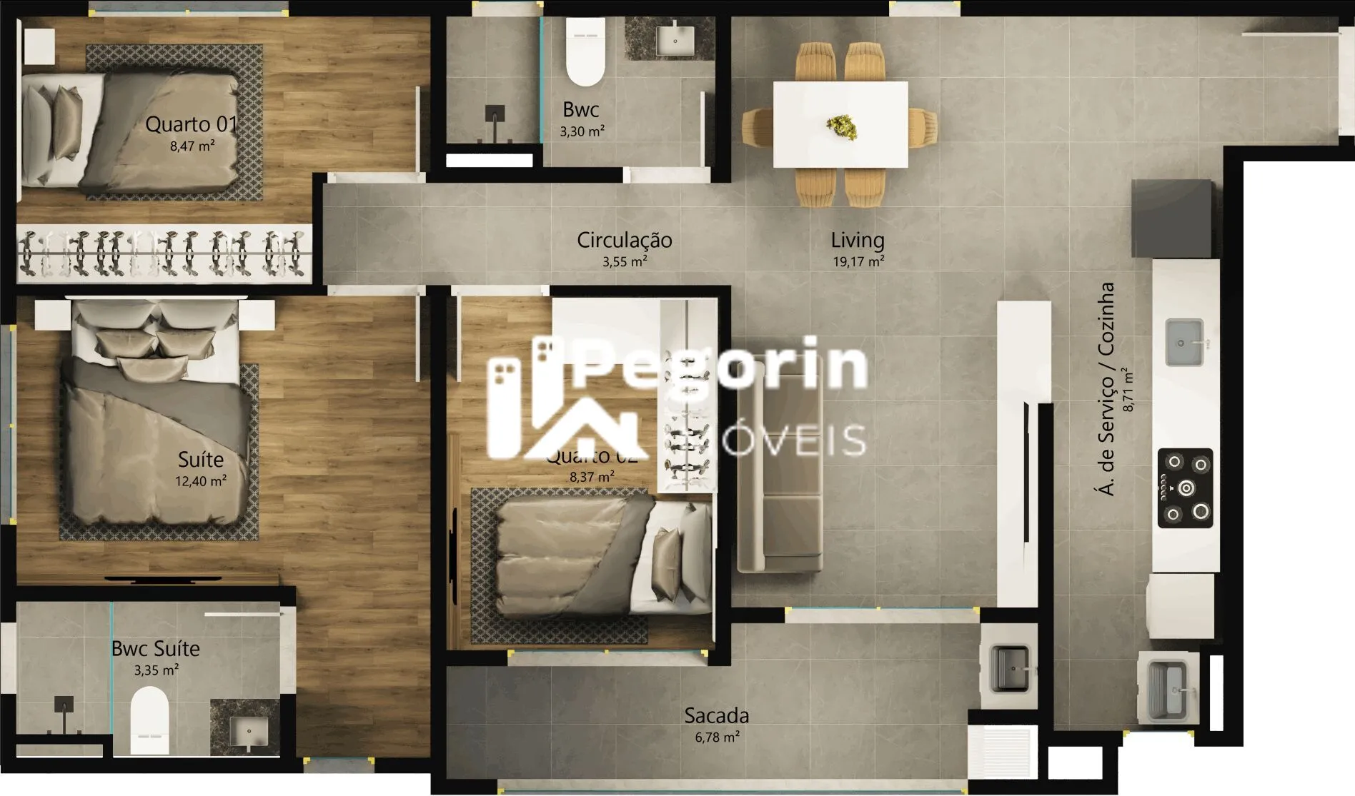 Imagem Apartamento à venda em Pinhais, Centro, com 2 quartos, 61,97m²