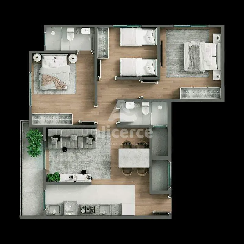 Imagem Apartamento à venda com 3 quartos 1 suíte, 85,37m² em Centro Biguaçu