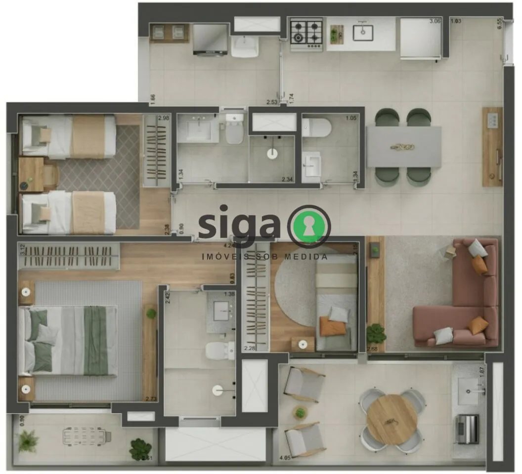 Imagem Apartamento para venda no Brooklin 03 dormitórios, São Paulo - SP