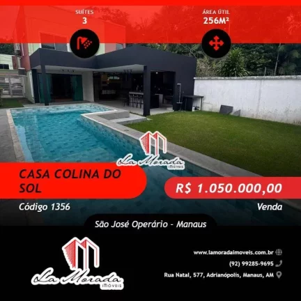 Condomínio Colina do Sol - Novo Aleixo, 256,23m², 3 suítes, Novo Aleixo!